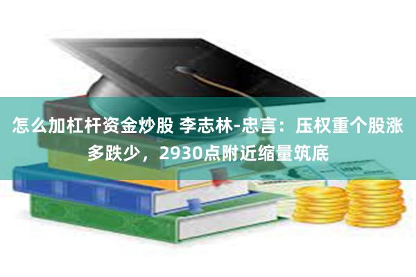 怎么加杠杆资金炒股 李志林-忠言：压权重个股涨多跌少，2930点附近缩量筑底