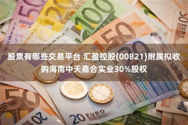 股票有哪些交易平台 汇盈控股(00821)附属拟收购海南中天嘉合实业30%股权