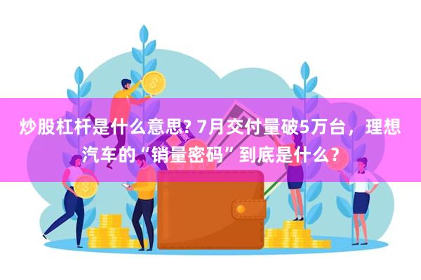 炒股杠杆是什么意思? 7月交付量破5万台，理想汽车的“销量密码”到底是什么？